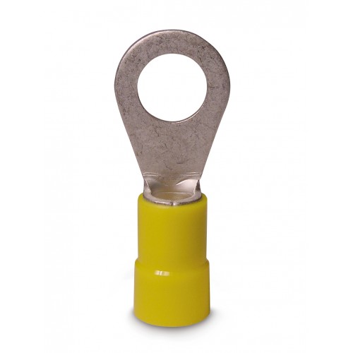 Terminal de ojo aislado RV5.5-4 amarillo para cable 12-10 AWG, KO 3/16"