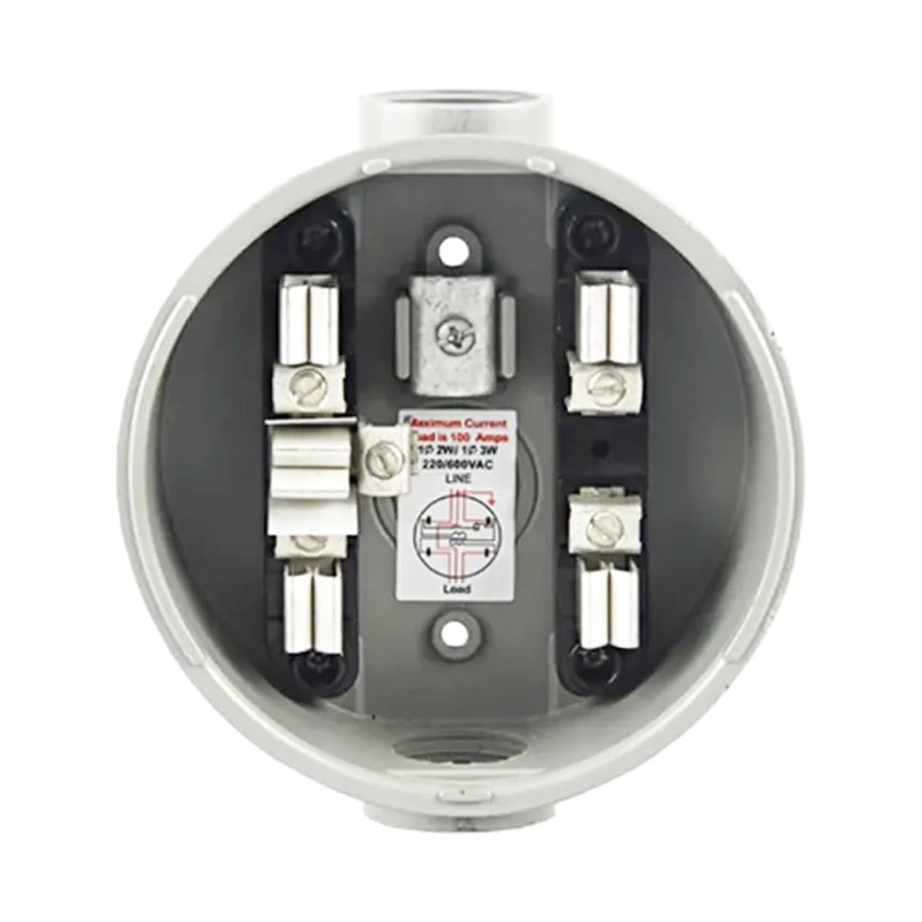 Base para contador redonda 1PH 100A 5 terminales