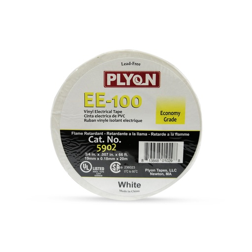 [CIN.01.011] [EE-100_BLAN] Cinta aislante ¾" x 60' UL LISTED blanco