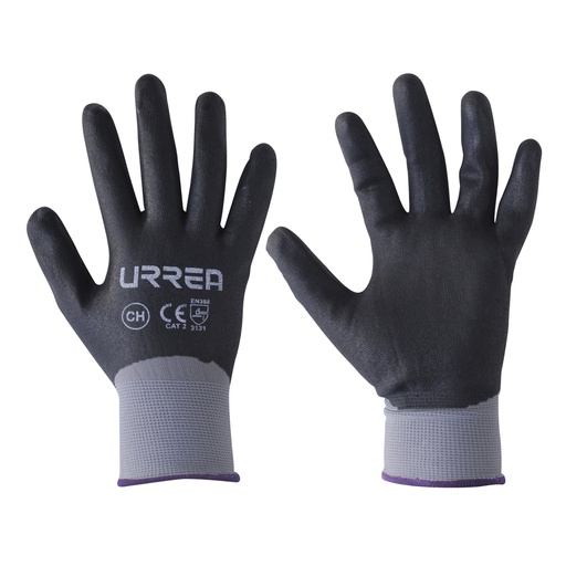 [HER.04.242] [USGNG] URREA Guantes de nylon con recubrimiento de poliuretano espumoso negro talla L