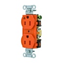 HUBBELL IG15CR Tomacorriente doble comercial polarizado, 2P, 15A, 125V, 5-15R, naranja
