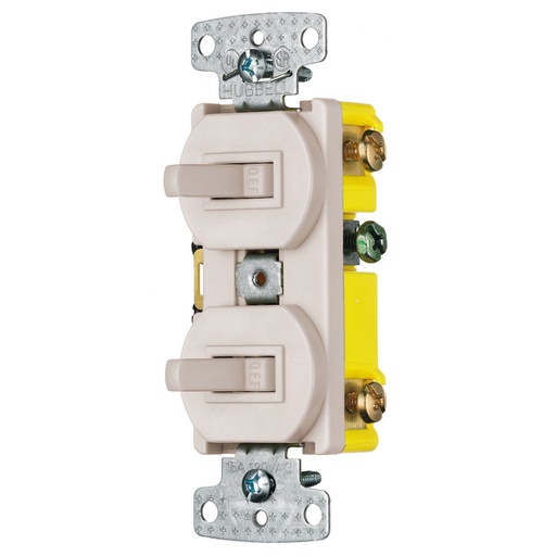 [WIR.03.099] [RC101LA] HUBBELL RC101LA Interruptor doble 15A, 120V, light almond