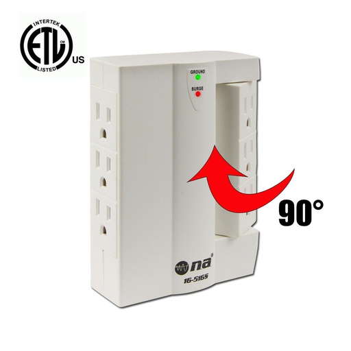 [AUT.01.824] [16-516S] Centro de carga de 6 tomas laterales con supresor de picos de voltaje de 1000J