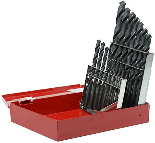 [HER.04.464] [5121] URREA Juego de 21 brocas de acero de alta velocidad negras uso industrial de 1/16" - 3/8"