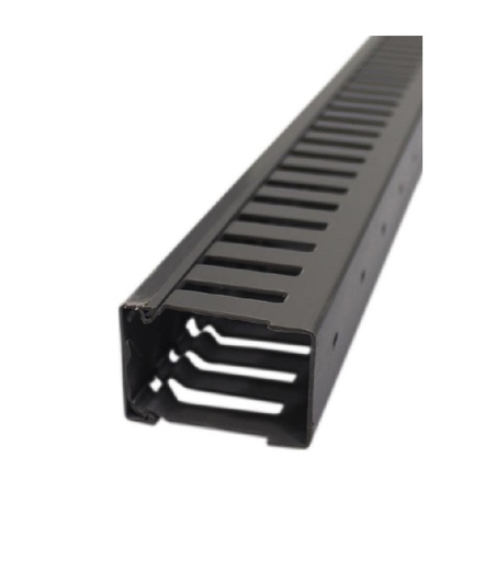 [COM.01.118] [DXN10132] DEXSON Canaleta ranurada negra de 40mm x 40mm x 2 metros