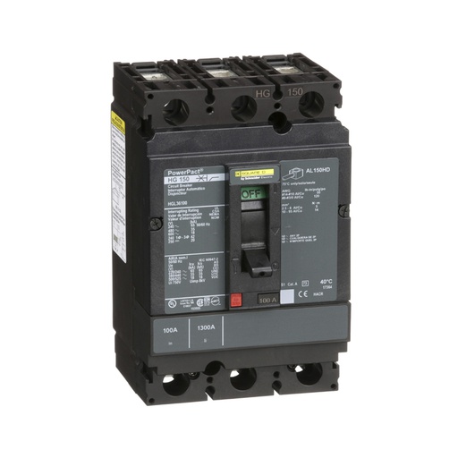[DIS.01.446] [HGL36100] Breaker termomagnético industrial HGL36100, 3P, 100A, 600V,18kA
