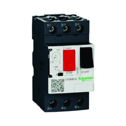 [AUT.01.853] [GV2-ME06] Guardamotor termomagnético GV2ME con terminales de abrazadera de tornillo, 3P, 1-1.6A, TeSys