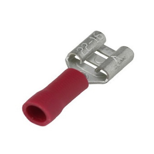 [CAB.09.152] [FE-1.5-6] Terminal hembra aislado FE-1.5-6 rojo para cable 22-18 AWG