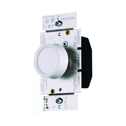 [WIR.03.416] [RD600PDK] HUBBELL RDV10PW Dimmer e interruptor giratorio, 600W, 120Vac, ivory