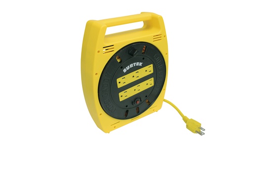[COM.01.394] [136035] SURTEK Extensión eléctrica tipo carrete multicontacto de 6 metros con 6 entradas