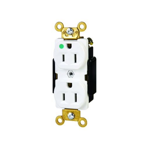 [WIR.03.781] [YQ15R-HGW] Tomacorriente doble grado hospitalario, 15A, 125V, NEMA 5-15R, blanco, UL
