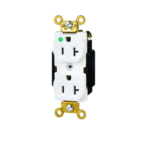 [WIR.03.782] [YQ20R-HGW] Tomacorriente doble grado hospitalario, 20A, 125V, NEMA 6-20R, blanco, UL