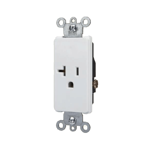 [WIR.03.783] [YQ120RW] Tomacorriente sencillo grado comercial, 20A, 125V, NEMA 5-20R, blanco, UL