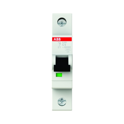 [DIS.01.969] [2CDS251001R0064] Breaker termomagnético para riel DIN S201-C6, 1P, 6A, 480V